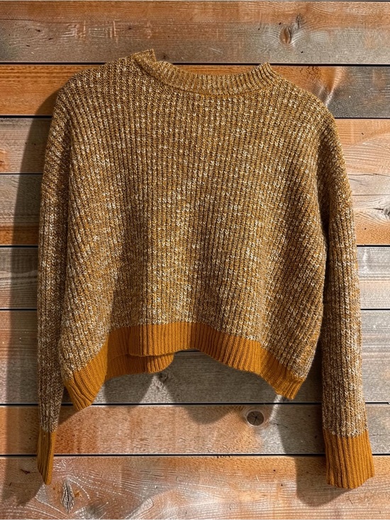 Daytrip Sweaters - Daytrip Marled Knit Sweater Sz XS Mustard Gold Cropped Ribbed Cabincore Cozy